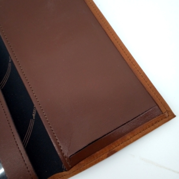 Vintage Amity Cowhide Leather Men's Trifold Wallet Billfold Brown 4 Snaps - Picture 10 of 16